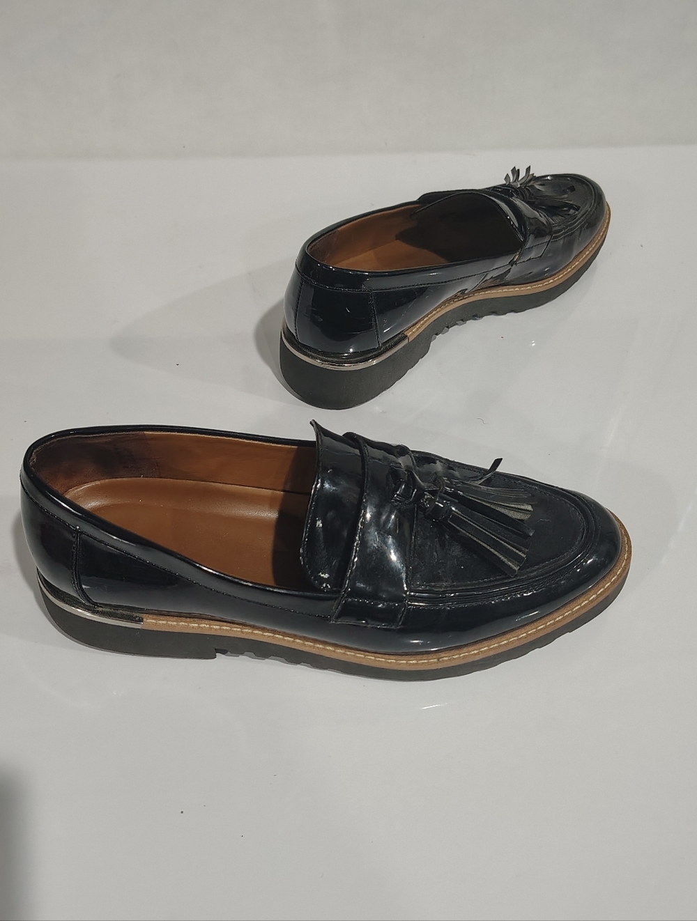 FRANCO SARTO Women's Classic Black Tassel Loafers Leather Slip-On Size 9.5